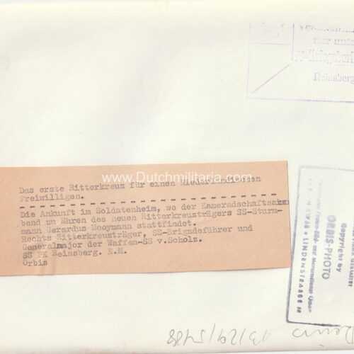 (Pressphoto) SS-Sturmann Gerard Mooyman - Das erste Ritterkreuz für einen Niederländischen Freiwilligen - ULTRA RARE!!!
