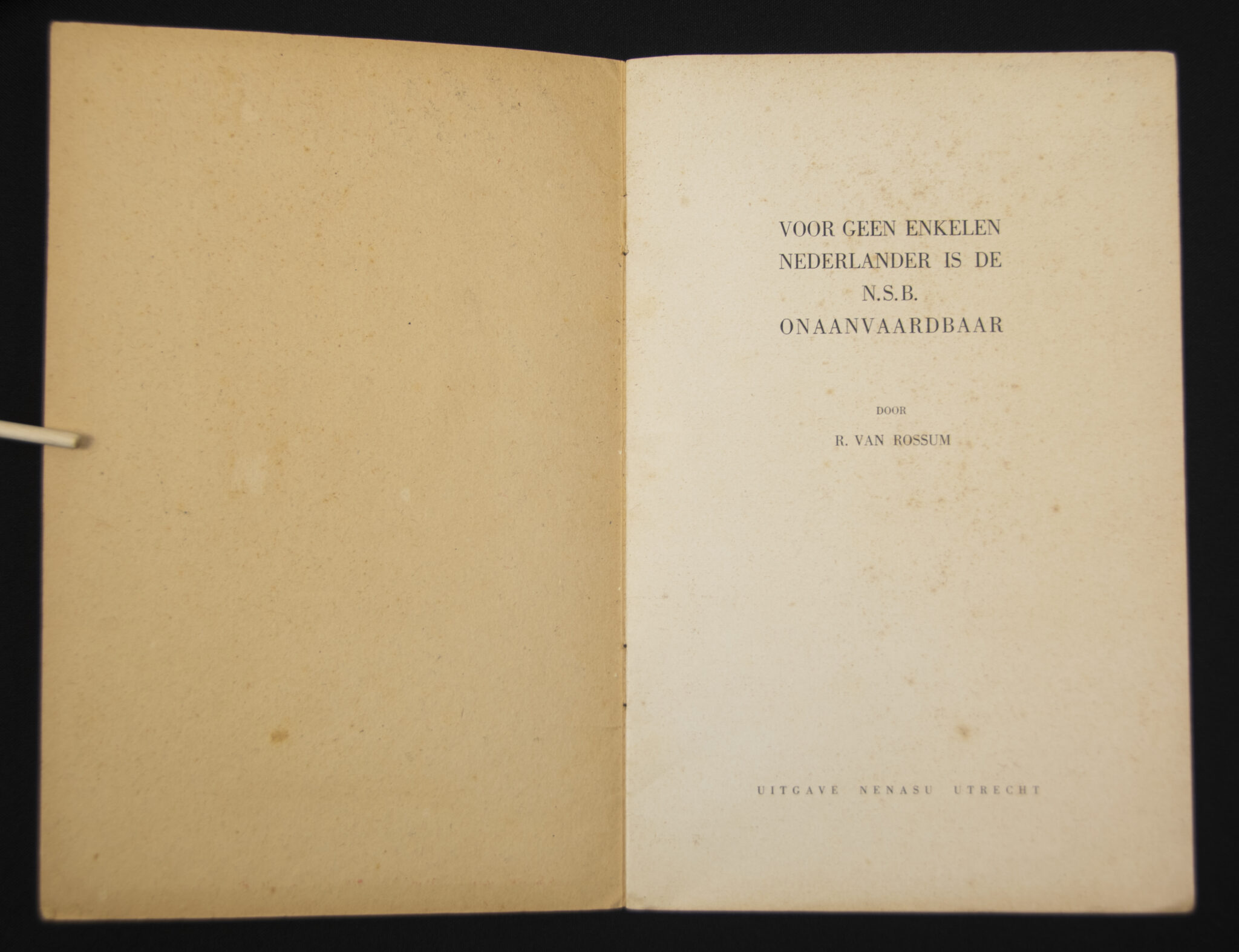(Brochure) NSB - Voor geen enkelen Nederlander is de N.S.B. onaanvaardbaar (Nenasu)