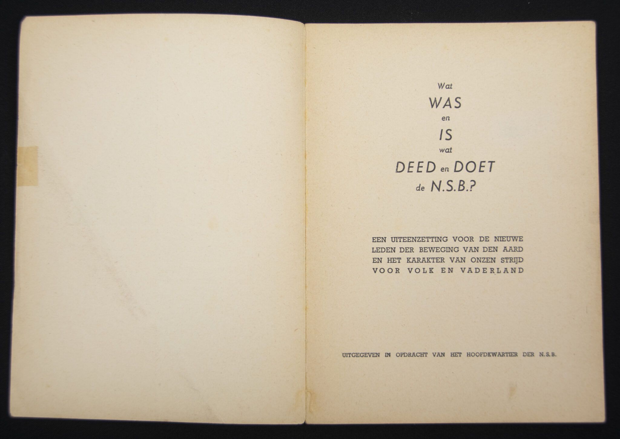 (Brochure) NSB Wat was en is wat deed en doet de N.S.B(Brochure) NSB Wat was en is wat deed en doet de N.S.B