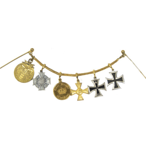 German World War I Frackkette mini medals with EK1 + Ek2 + Dienstauszeichnung + Austrian Commemorative medal + Kyffhäuser medalGerman World War I Frackkette mini medals with EK1 + Ek2 + Dienstauszeichnung + Austrian Commemorative medal + Kyffhäuser medalGerman World War I Frackkette mini medals with EK1 + Ek2 + Dienstauszeichnung + Austrian Commemorative medal + Kyffhäuser medalGerman World War I Frackkette mini medals with EK1 + Ek2 + Dienstauszeichnung + Austrian Commemorative medal + Kyffhäuser medal