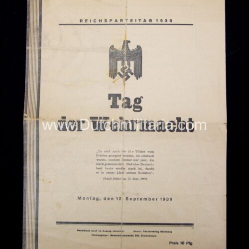 (Flyer) Reichsparteitag 1938 / Tag der Wehrmacht 1938 - RARE