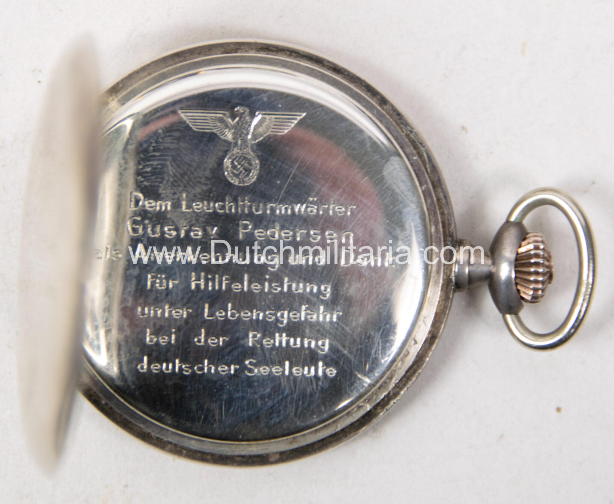 German-WWII-engraved-pocket-group-of-Danish-lighthouse-keeper-Gustav-Petersen-1942-UNIQUE.