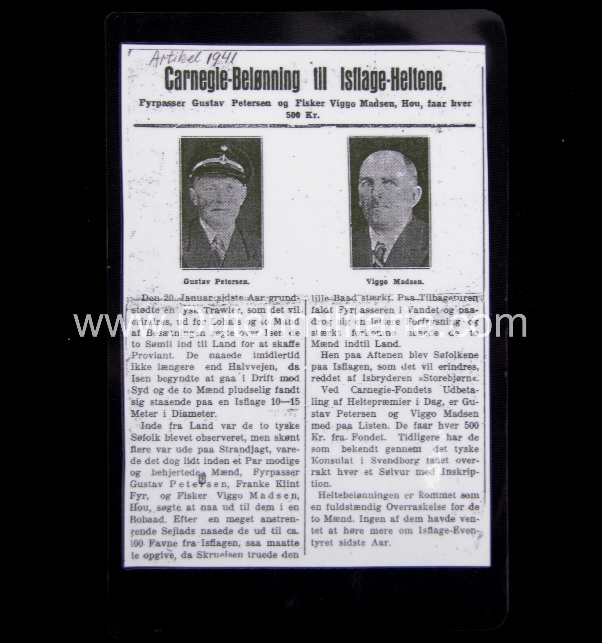 German-WWII-engraved-pocket-group-of-Danish-lighthouse-keeper-Gustav-Petersen-1942-UNIQUE.