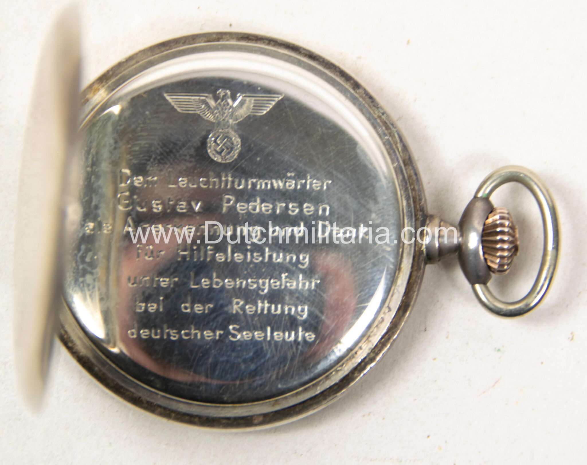 German WWII original engraved pocketwatch group of Danish lighthouse keeper Gustav Petersen (1941) - UNIQUE! - Image 26