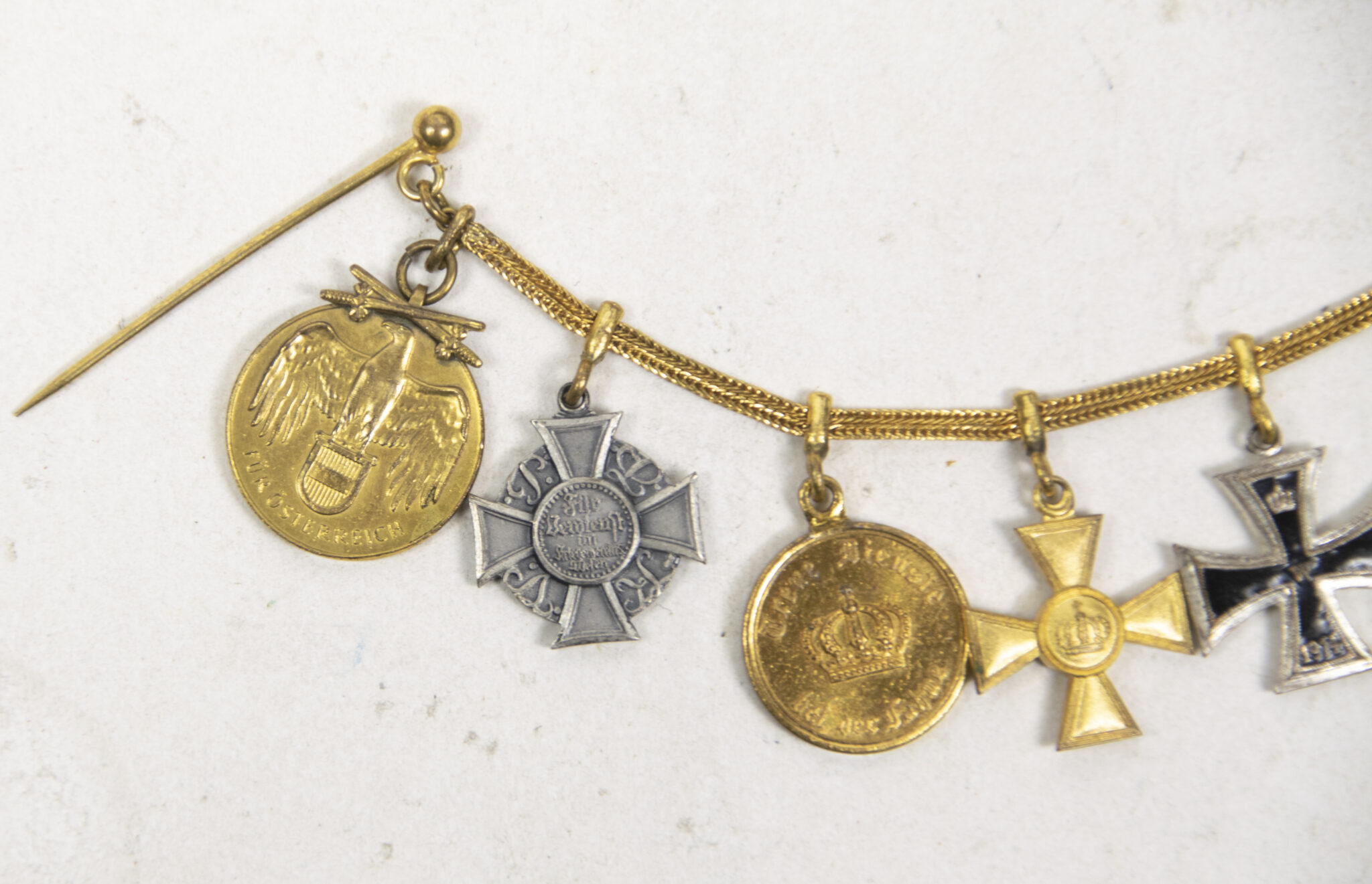 German World War I Frackkette mini medals with EK1 + Ek2 + Dienstauszeichnung + Austrian Commemorative medal + Kyffhäuser medalGerman World War I Frackkette mini medals with EK1 + Ek2 + Dienstauszeichnung + Austrian Commemorative medal + Kyffhäuser medalGerman World War I Frackkette mini medals with EK1 + Ek2 + Dienstauszeichnung + Austrian Commemorative medal + Kyffhäuser medalGerman World War I Frackkette mini medals with EK1 + Ek2 + Dienstauszeichnung + Austrian Commemorative medal + Kyffhäuser medal