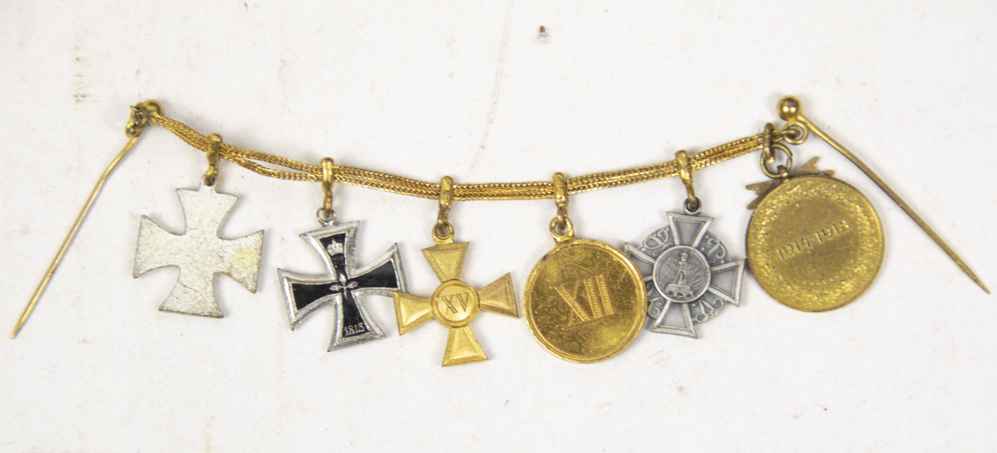 German World War I Frackkette mini medals with EK1 + Ek2 + Dienstauszeichnung + Austrian Commemorative medal + Kyffhäuser medalGerman World War I Frackkette mini medals with EK1 + Ek2 + Dienstauszeichnung + Austrian Commemorative medal + Kyffhäuser medalGerman World War I Frackkette mini medals with EK1 + Ek2 + Dienstauszeichnung + Austrian Commemorative medal + Kyffhäuser medalGerman World War I Frackkette mini medals with EK1 + Ek2 + Dienstauszeichnung + Austrian Commemorative medal + Kyffhäuser medal