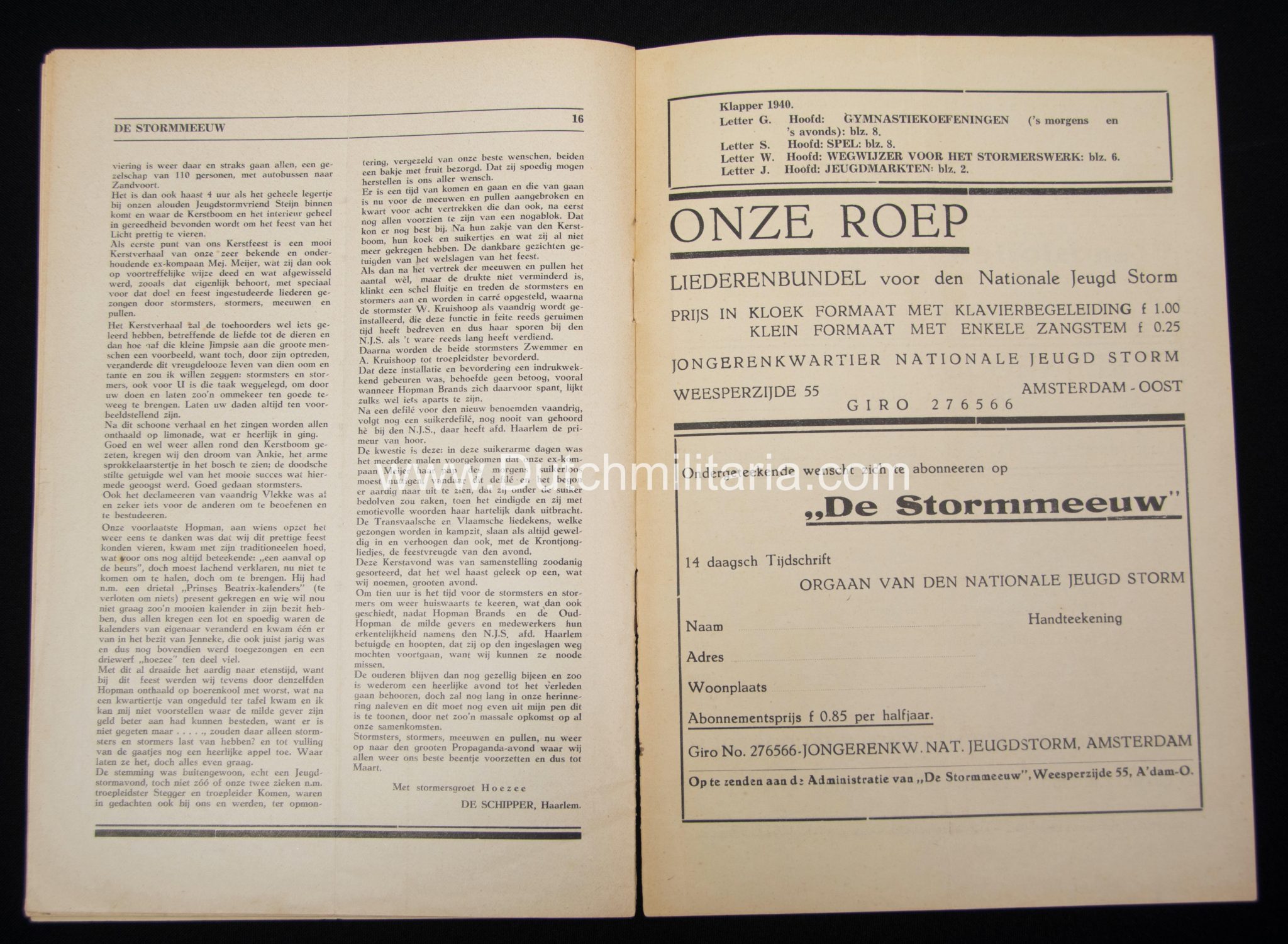 (NSB) Jeugdstorm - Stormmeeuw 6e Jaargang No.1 1940 - Extremely rare!!!