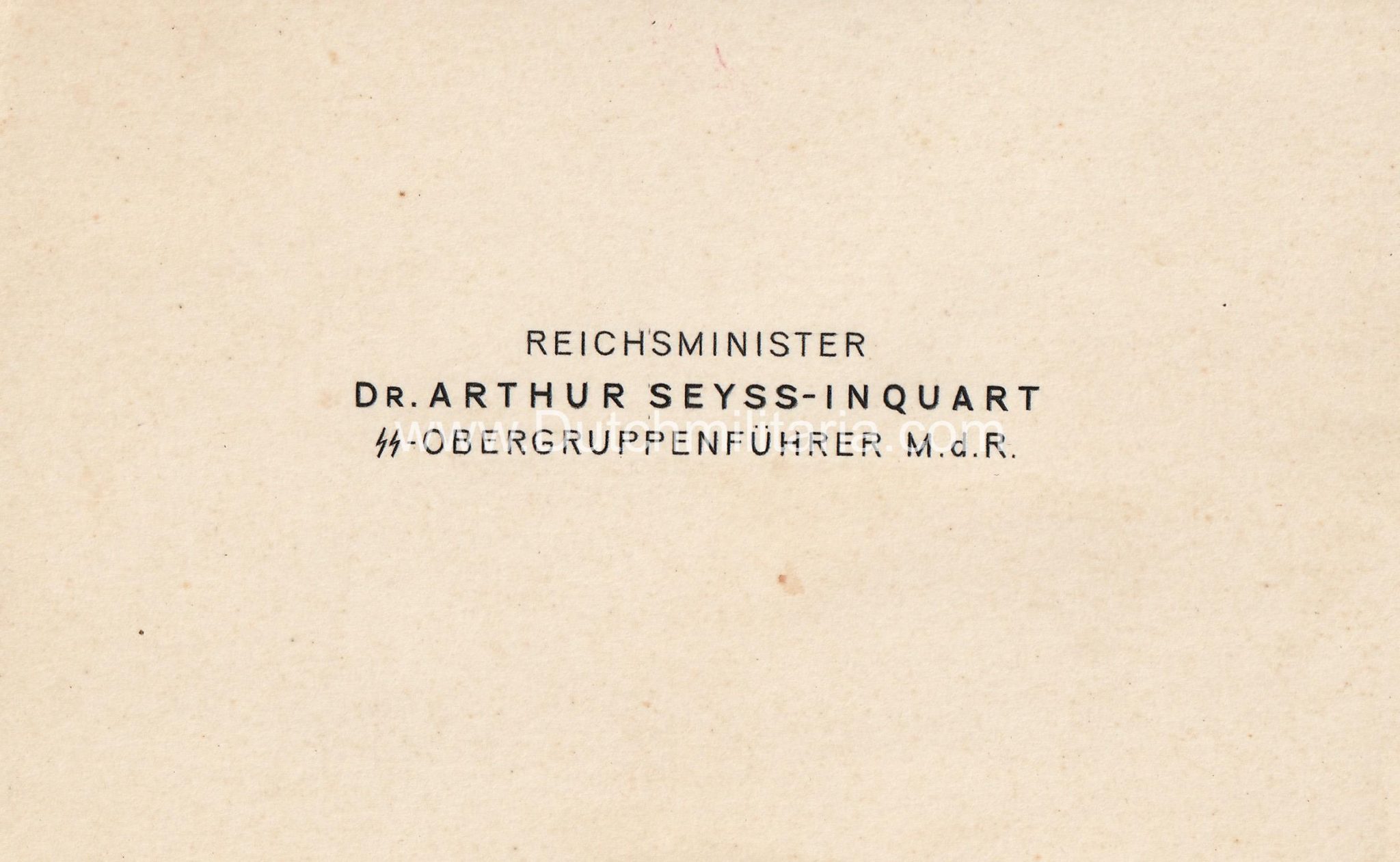 (Postcard) SS-Obergruppenführer M.d.R. Arthur Seyss Inquart SS business card + postcard - VERY RARE