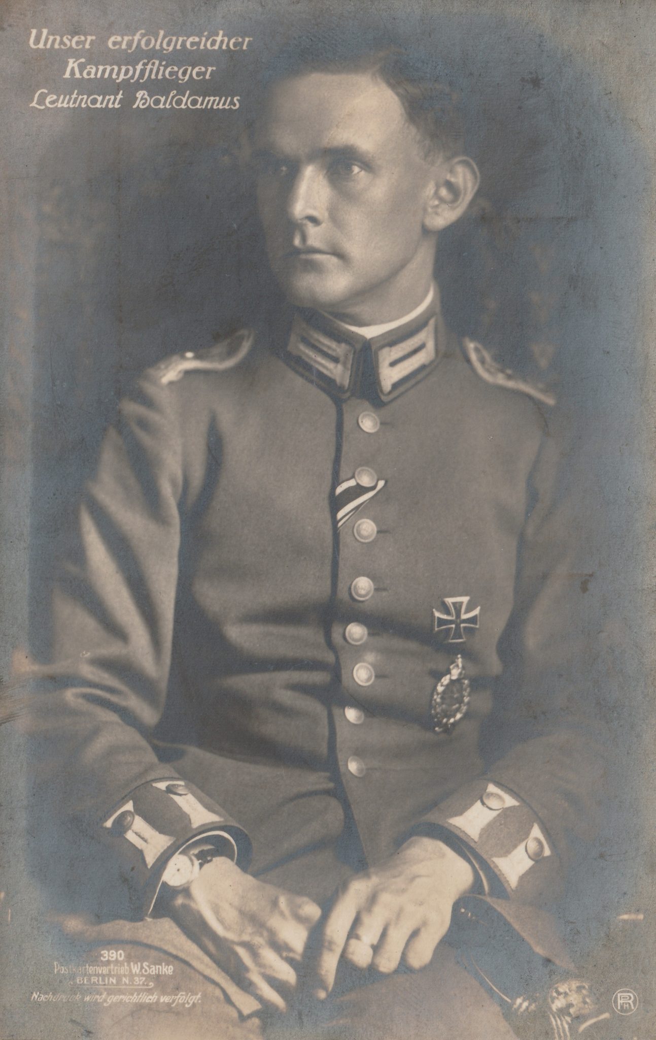 (Postcard) Sanke #390 Unser erfolfreicher Kampfflieger Leutnant Baldamus