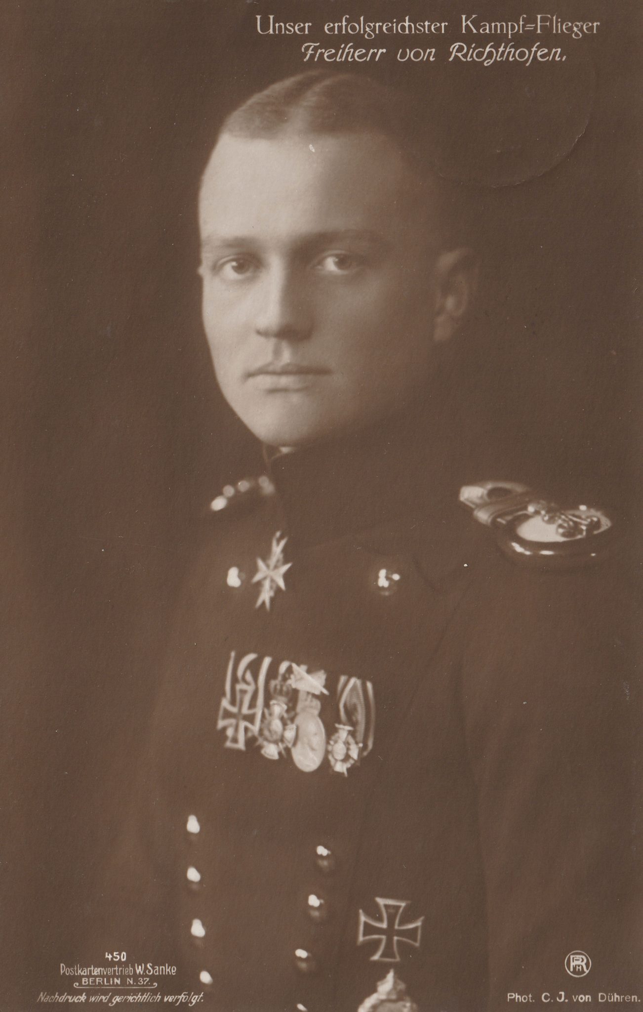 (Postcard) Sanke #450 Unser erfolgreicher Kampf-Flieger Freiherr von Richthofen