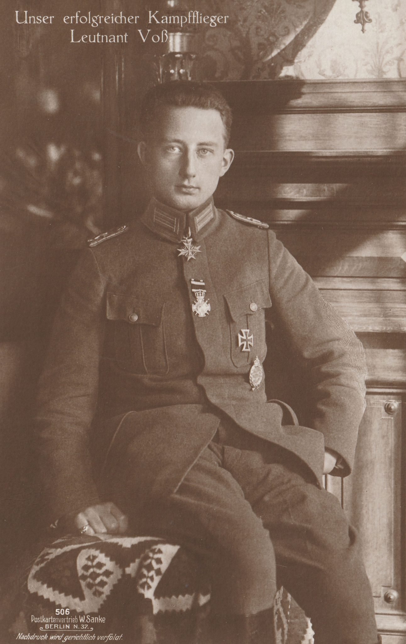 (Postcard) Sanke #506 Unser erfolgreicher Kampfflieger Leutnant Voss