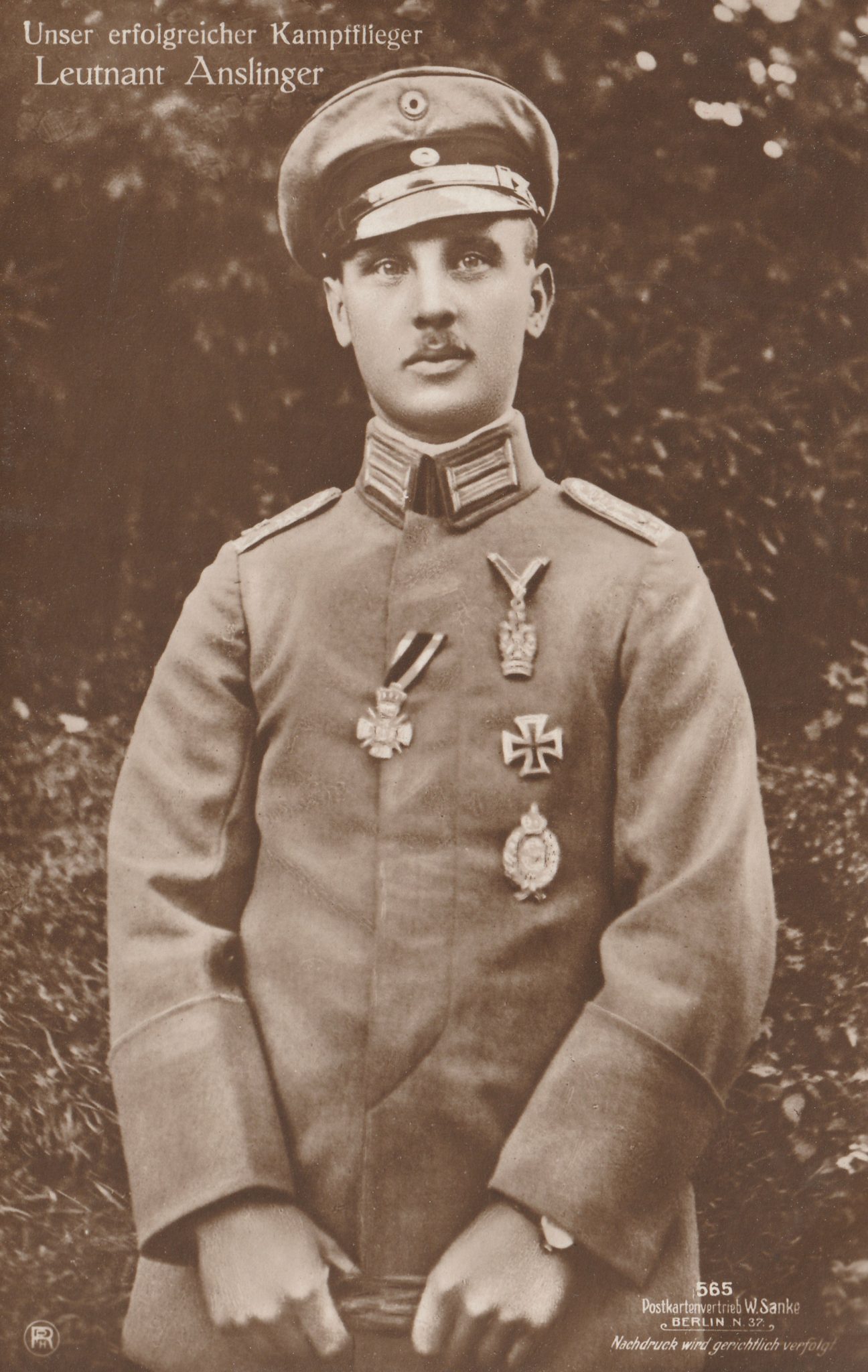 (Postcard) Sanke #565 Unser erfolgreicher Kampffieger Leutnant Anslinger