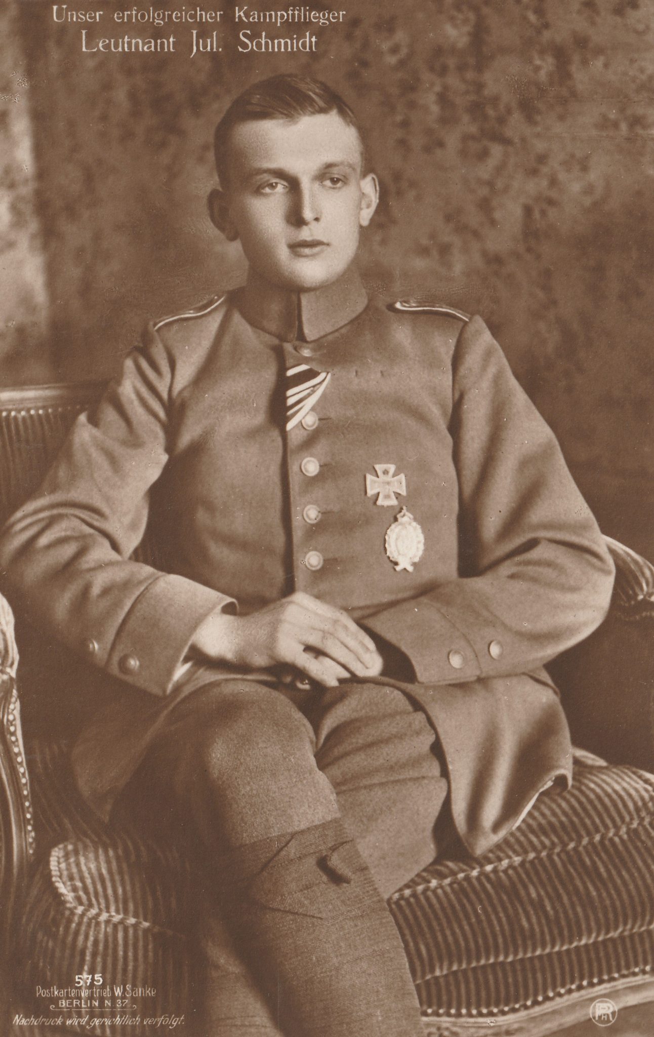 (Postcard) Sanke #575Unser erfolgreicher Kampfflieger Leutnant Jul. Schmidt