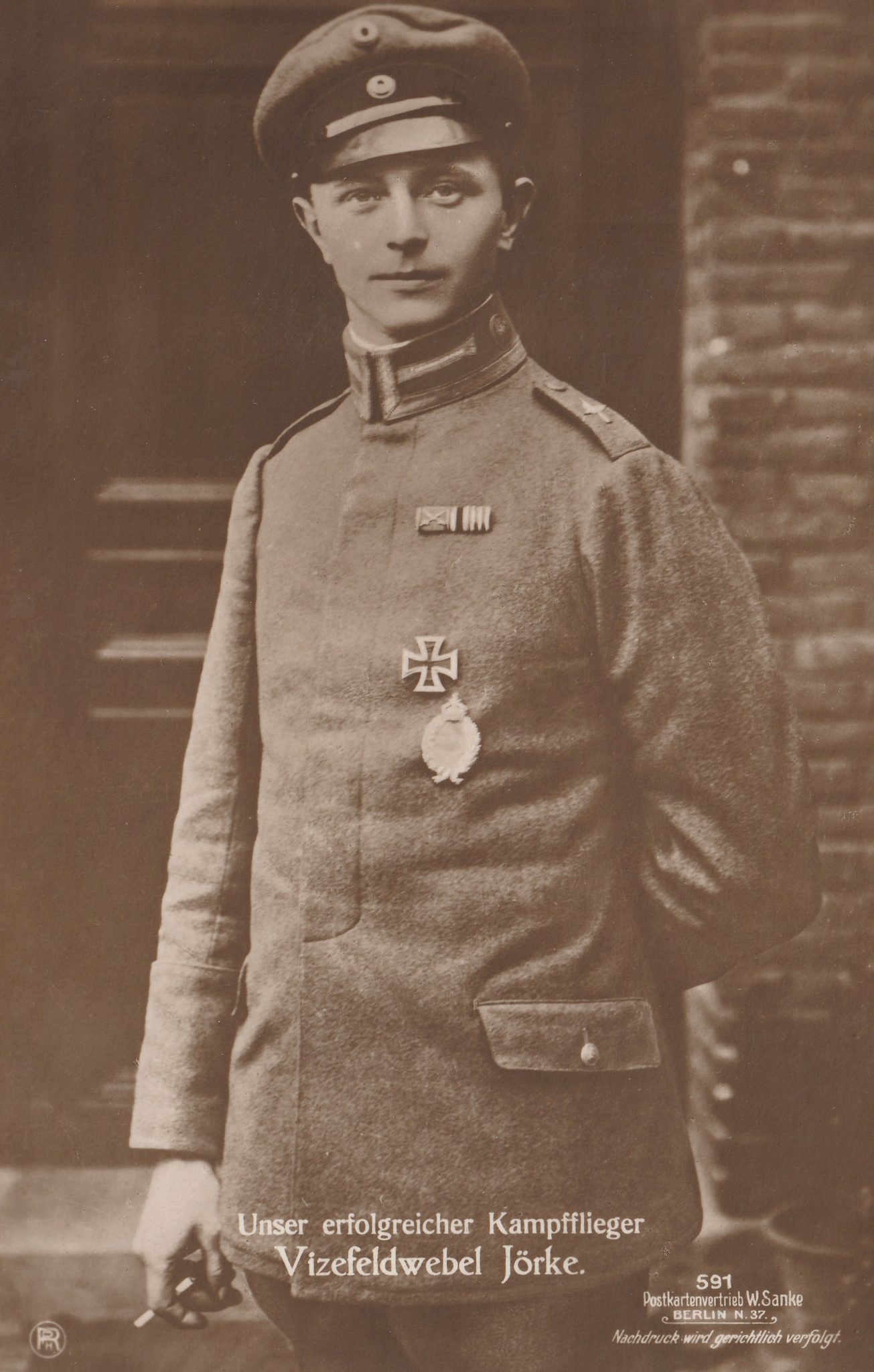 (Postcard) Sanke #591 Unser erfolgreicher Kampffieger Vizefeldwebel Jörke