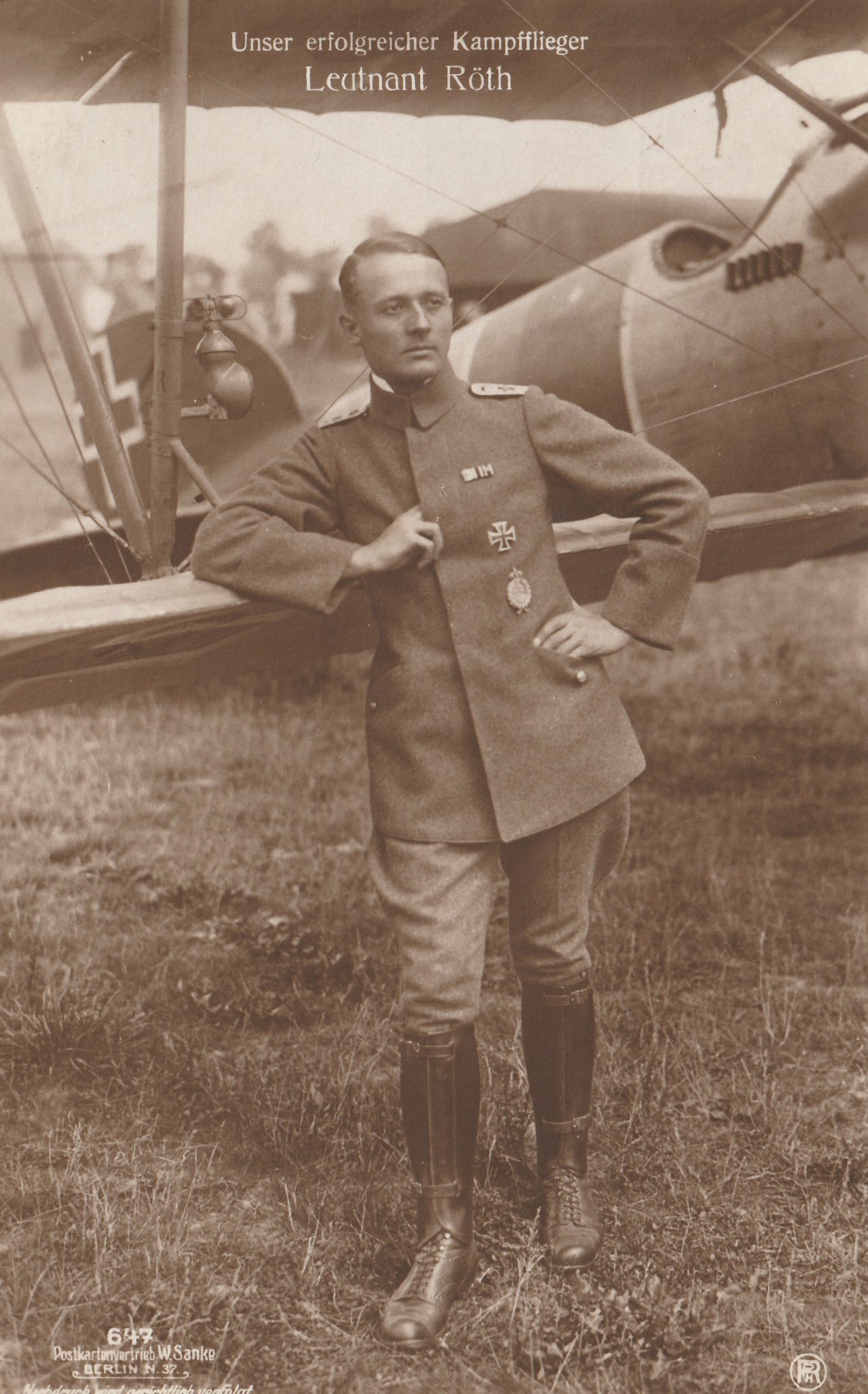 (Postcard) Sanke #647 Unser erfolfreicher kampfflieger Leutnant Röth