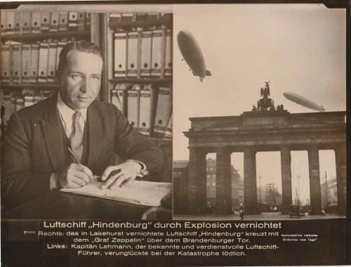 (Pressphoto) Luftschiff Hindenburg durch explosion vernichtet (24x18cm)