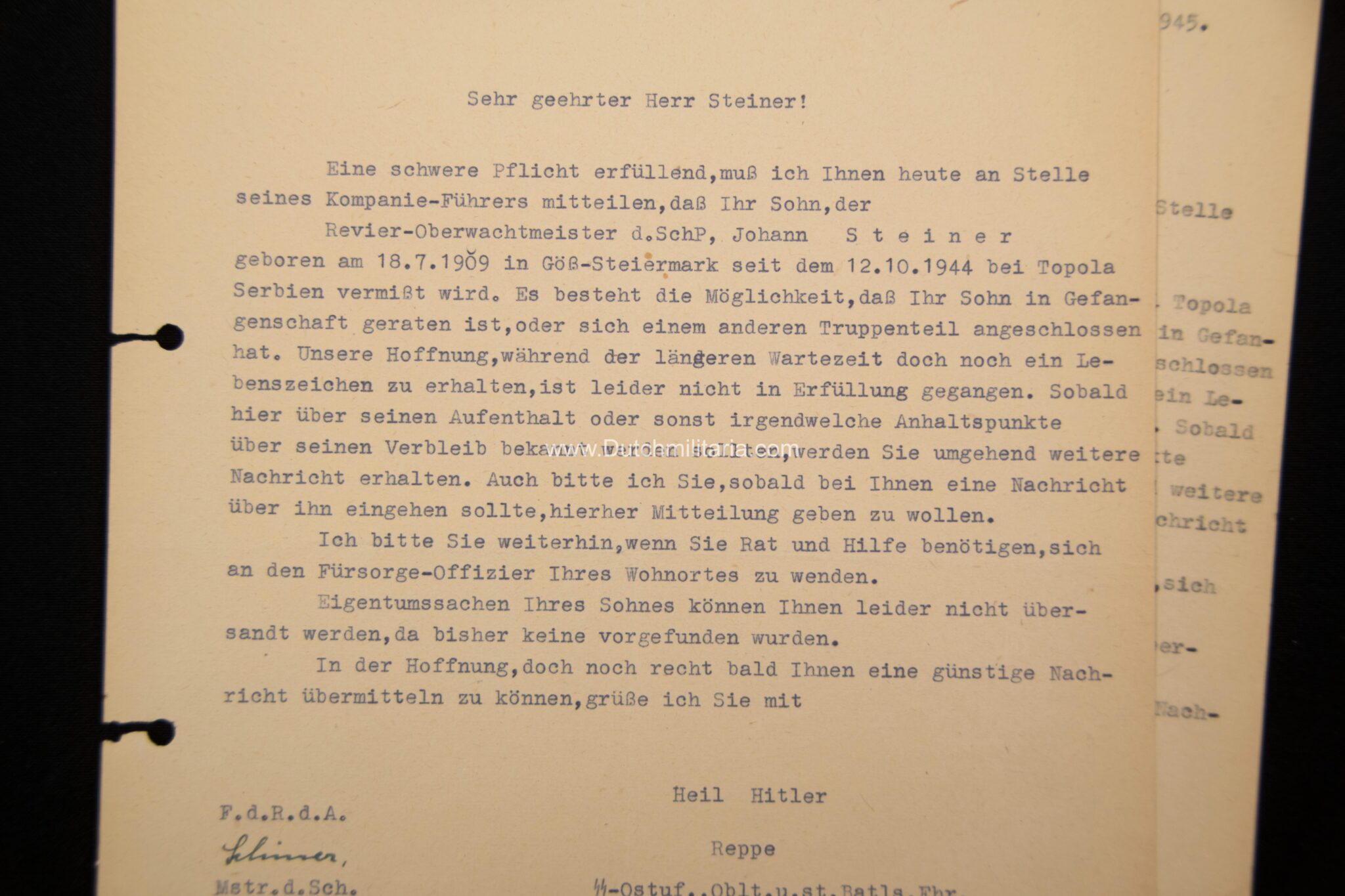 (SS Grouping) III./SS-Pol.Geb.Jäg.Rgt.18/9.Komp - MISSING in October 1944 in Topola/Serbia - Image 13