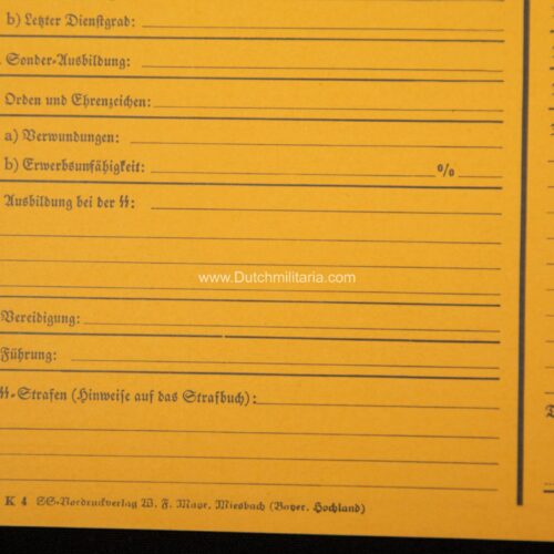 SS-Stammkarte - unissued