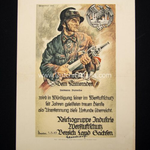 (Urkunde) Luxuary citation Werkluftschutz (1943) - VERY RARE