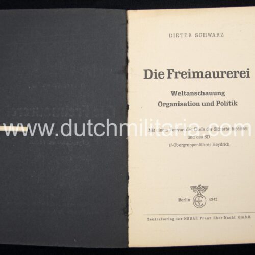 (Brochure SS) Dieter Schwarz - Die Freimaurerei Weltanschauung Organisation und Politik (1942)