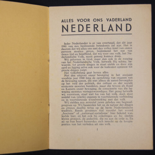 (Brochure) Zwart Front Nationaal front - Arnold Meijer - Alles voor ons vaderland Nederland (1941)