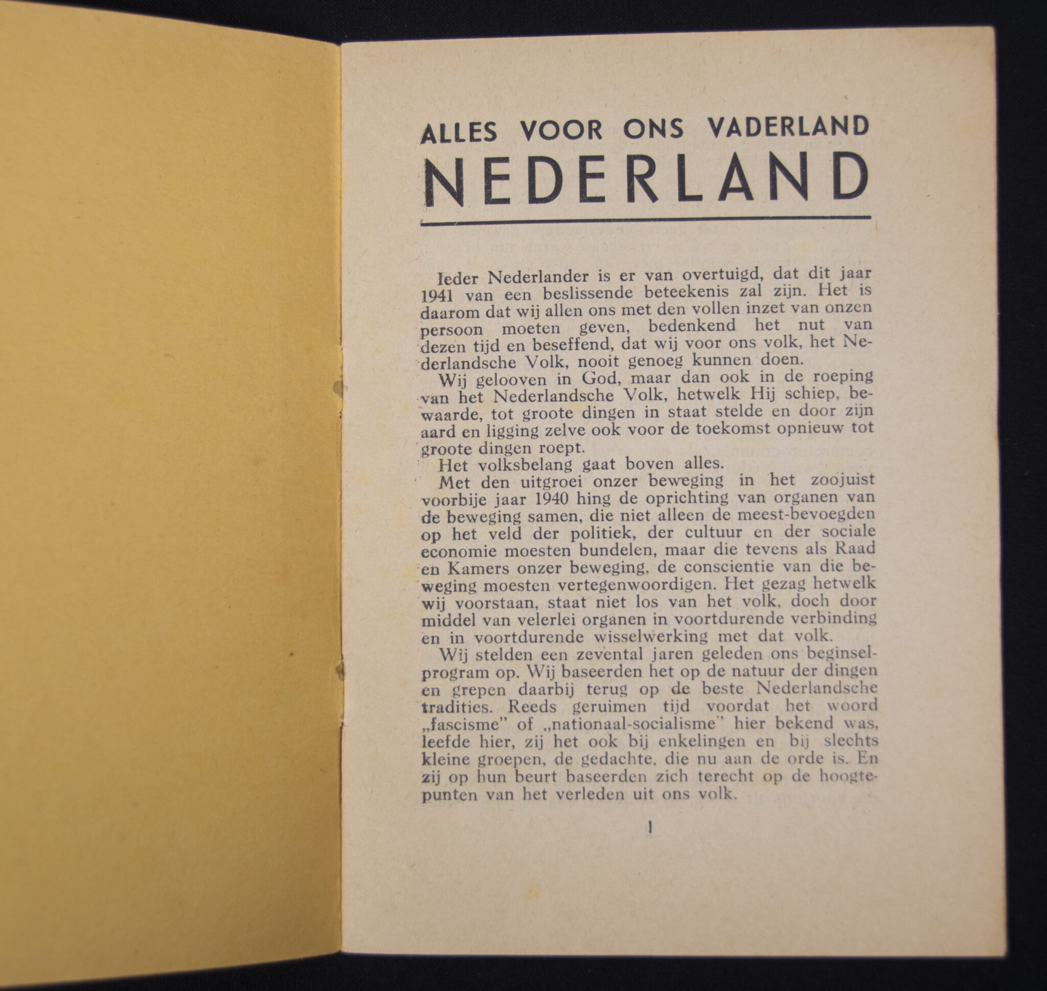 (Brochure) Zwart Front Nationaal front - Arnold Meijer - Alles voor ons vaderland Nederland (1941)