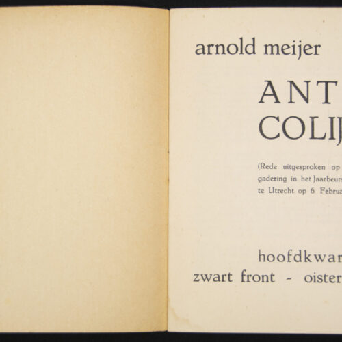 (Brochure) Zwart Front Nationaal front - Arnold Meijer - Anti-Colijn (1937)