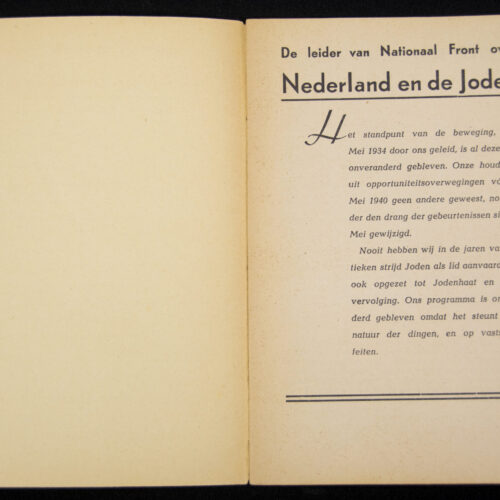 (Brochure) Zwart Front Nationaal front - Arnold Meijer - Nedrland en de Joden (1940)