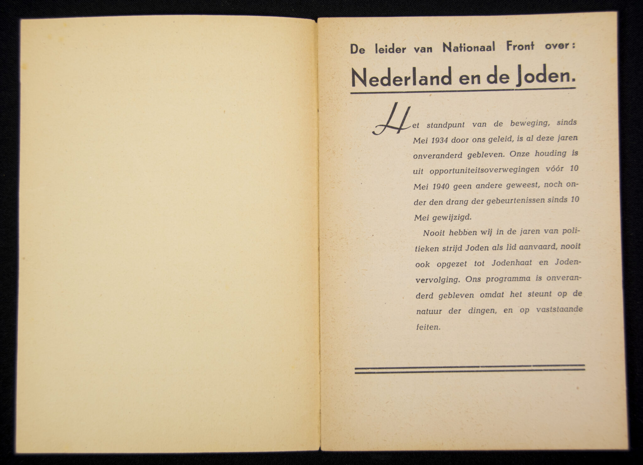 (Brochure) Zwart Front Nationaal front - Arnold Meijer - Nedrland en de Joden (1940)
