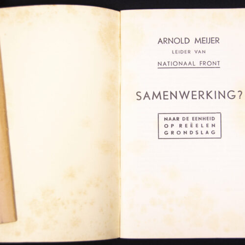 (Brochure) Zwart Front Nationaal front - Arnold Meijer - Samenwerking (1940)