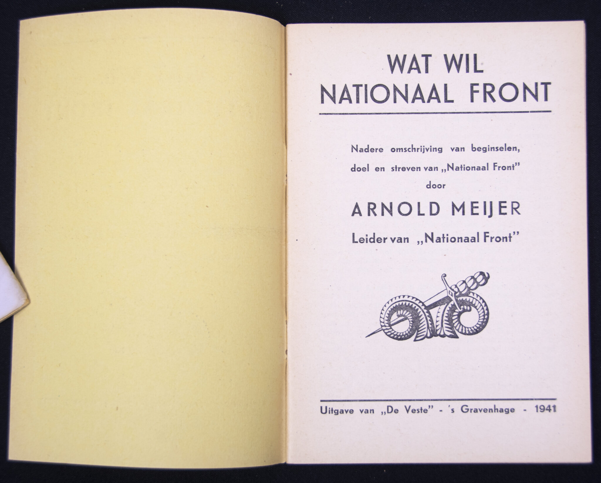 (Brochure) Zwart Front Nationaal front - Arnold Meijer - Wat wil nationaal Front (1941)