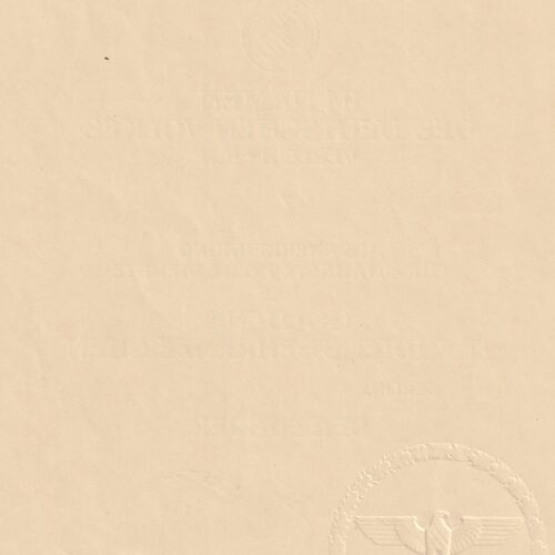 (Citation Urkunde) Das Goldene Treudienst-Ehrenzeichen (1942)