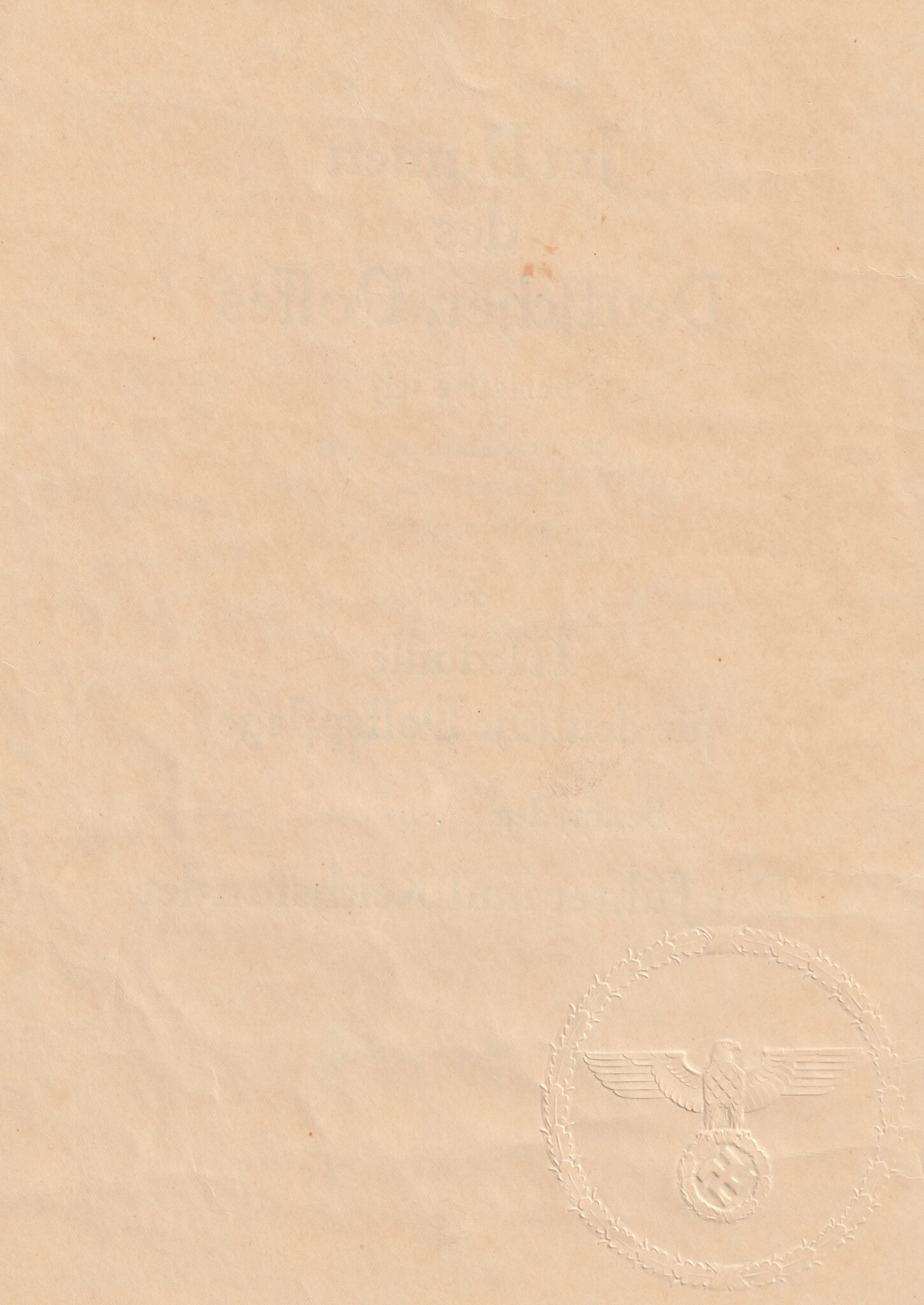 (Citation Urkunde) Die Medaille für deutsche Volkspflege (1940)