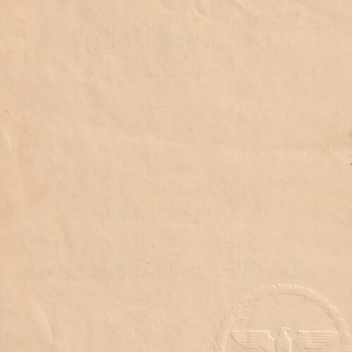 (Citation Urkunde) Die dritte Stufe des Ehrenkreuzes der deutschen Mutter MutterkreuzMotherscross (1939)