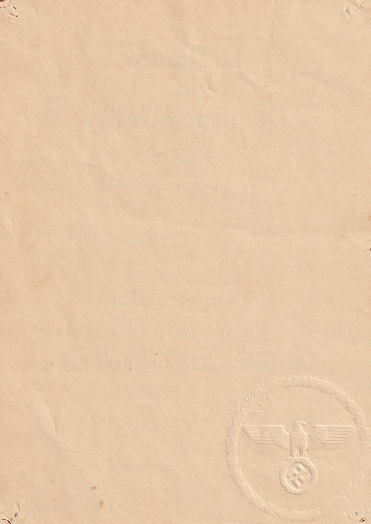 (Citation Urkunde) Die dritte Stufe des Ehrenkreuzes der deutschen Mutter MutterkreuzMotherscross (1939)