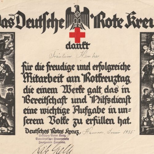 Das Deutsche Rote Kreuz Dank-Urkunde (1935)