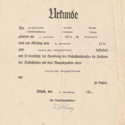 Deutsche Reichsbahn Urkunde (1941)