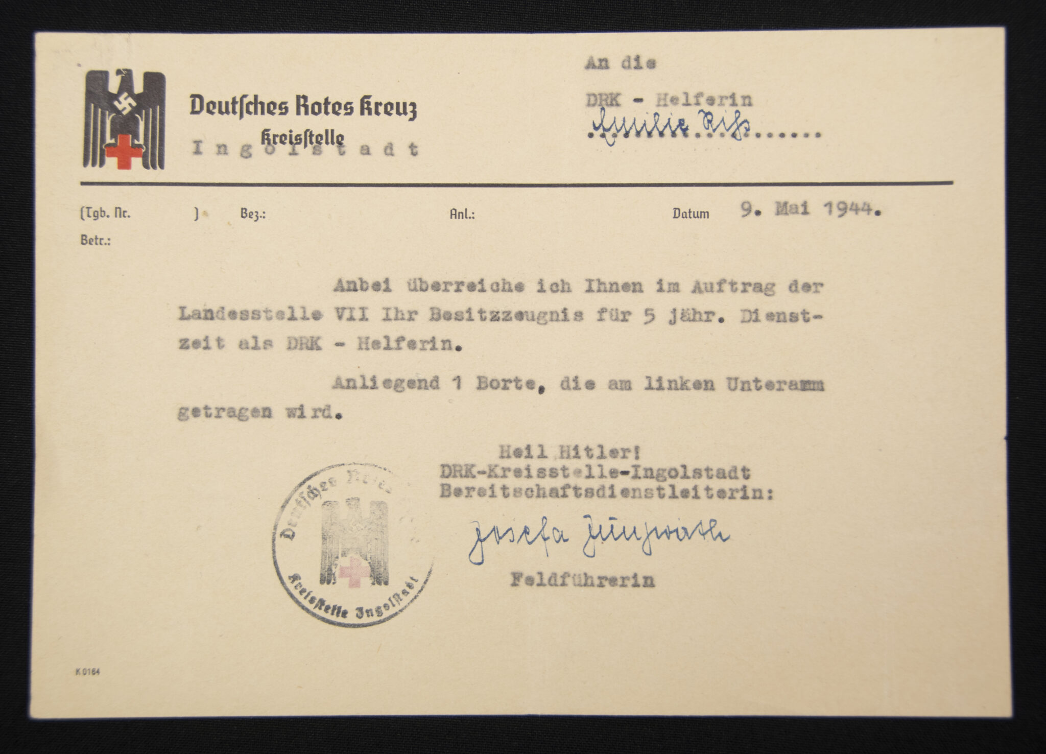 Deutsches Rotes Kreuz (DRK) Auszeichnungsborte für 5 Jahre Dienstzeit documents