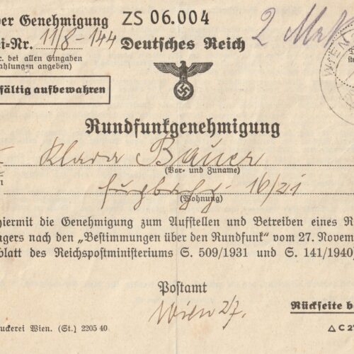 (Document) Rundfunkgenehmigung (1940)