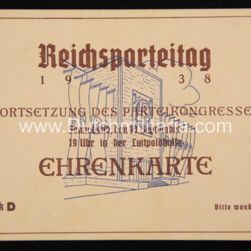 Reichsparteitag 1938 - Ehrenkarte - Fortsetzung des Parteikongresses - RARE