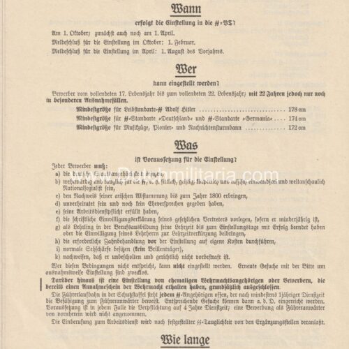 Fragebogen für die Einstellung in die SS-Verfügungstruppe