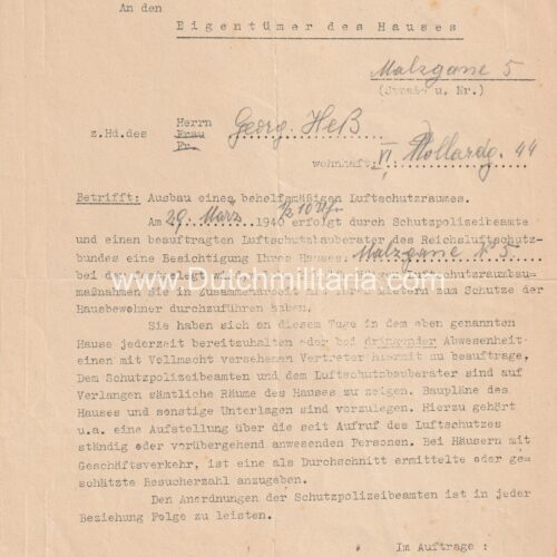 (Document) Der Polizeipräsident "Eigentümer des Hauses (1940)