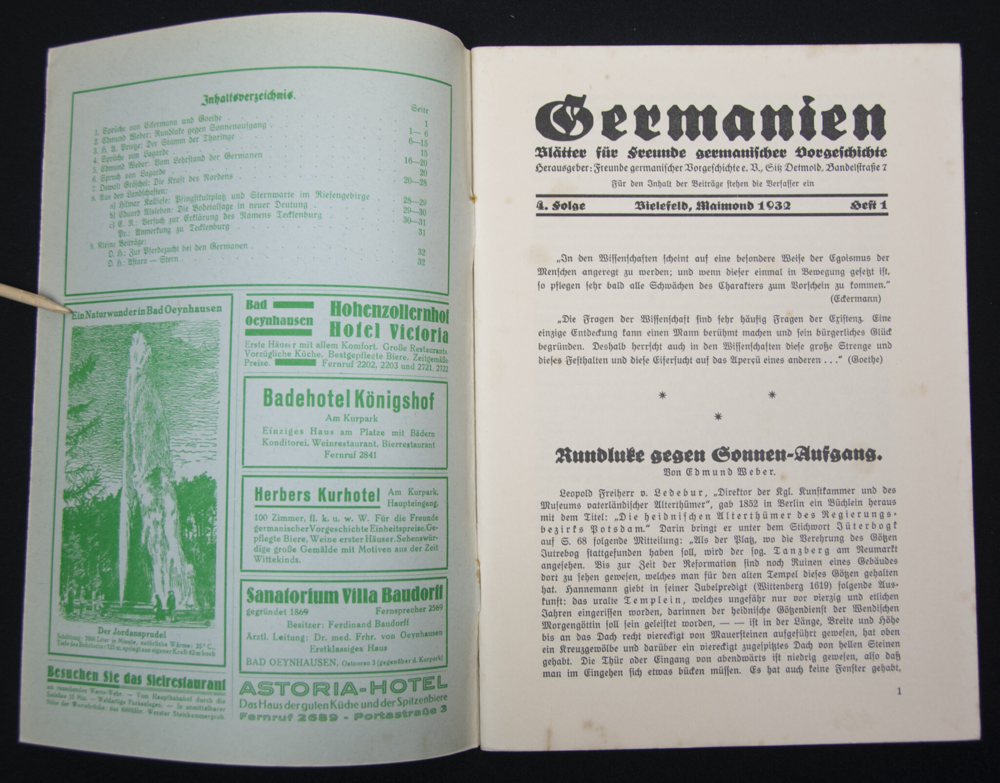 (Magazine) Germanien 4. Jahrgang - Folge 4. Heft 1 (1932)