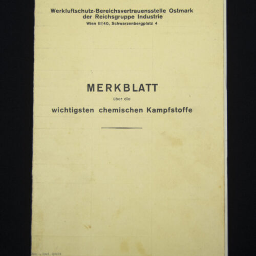 Merkblatt über die wichtigsten chemischen Kampfstoffe (Ausgabe Jan. 1941)