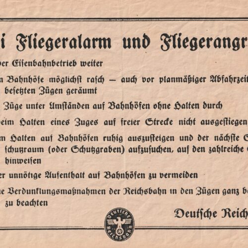 (Mini Poster) Deutsche Reichsbahn - Bei Fliegeralarm und Fliegerangriffen