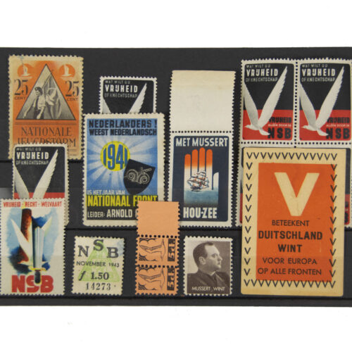 (NSB) Lot of 15 NSB and Jeugdstorm + Nationaal Front stamps and enveloppe seals