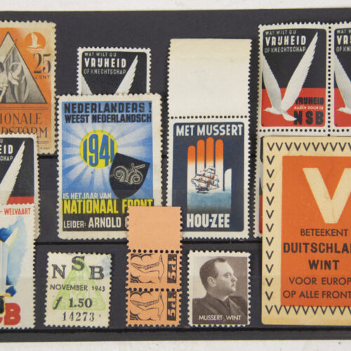 (NSB) Lot of 15 NSB and Jeugdstorm + Nationaal Front stamps and enveloppe seals