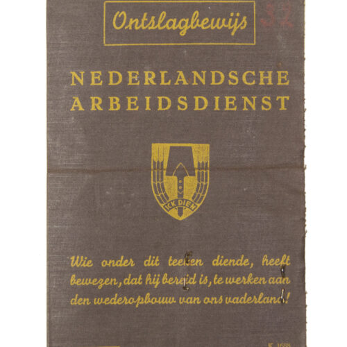 Nederlandsche Arbeidsdienst (NAD) Ontslagbewijs (1943)