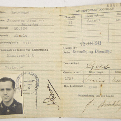 Nederlandsche Arbeidsdienst (NAD) Ontslagbewijs (1943)