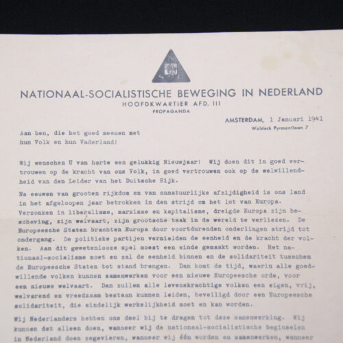 (NSB) Propaganda Letter by NSB speaker Ernst Voorhoeve (1941)